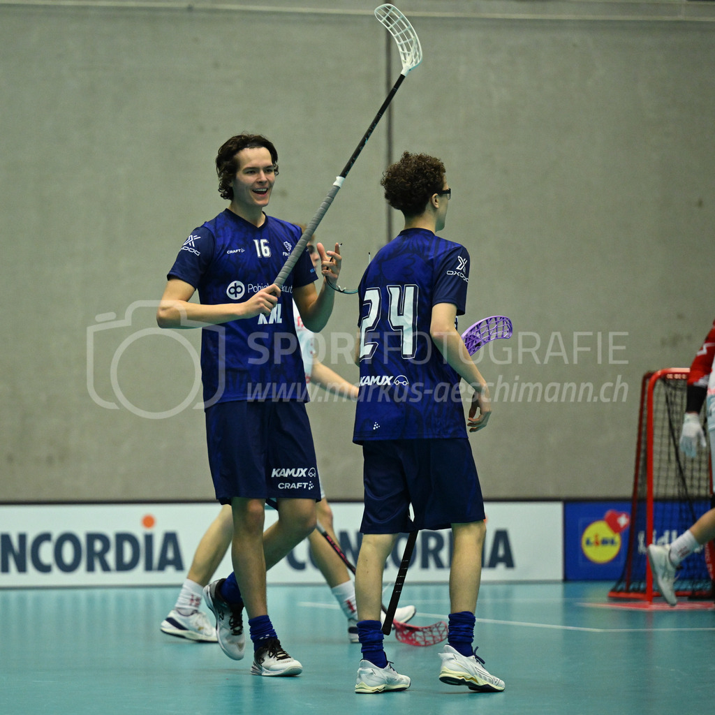 Switzerland U19 vs Finland U19 - 3. February 2024 | Switzerland U19 vs Finland U19
U19 Men International Matches in Switzerland
GoEasy Arena, Siggenthal Station
Finland forward #16 Dani Jaaranen scores the 1:1.
Credit: Markus Aeschimann | <a href="https://www.markus-aeschimann.ch">Sportfotografie Markus Aeschimann</a> | <a href="https://www.instagram.com/sportfotografie.aeschimann">@sportfotografie.aeschimann</a> - Realisiert mit Pictrs.com