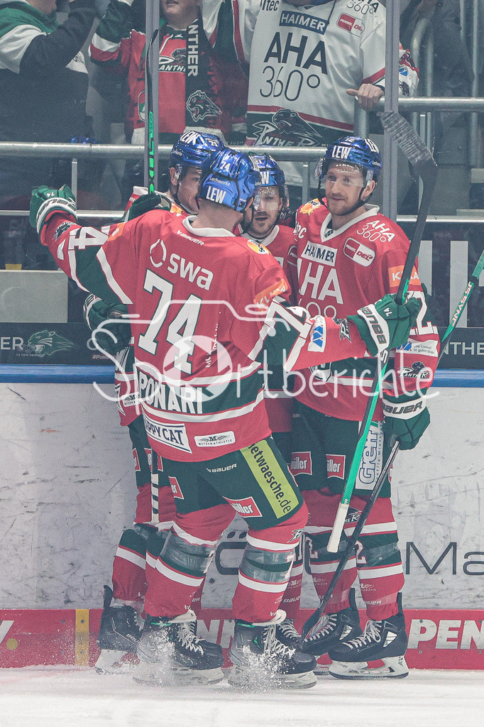 Augsburger Panther - Adler Mannheim | Die Panther freuen sich ueber den Ausgleich zum 1-1 durch Marcel BARINKA (AEV #71)