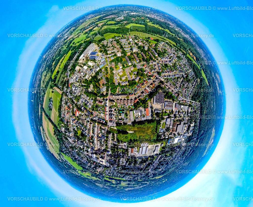 Gelsenkirchen240890566Resse | Luftbild, Ortsteil Ortsansicht Resse mit Wohngebiet Ortrudstraße, Erdkugel, Fisheye Aufnahme, Fischaugen Aufnahme, 360 Grad Aufnahme, tiny world, little planet, fisheye Bild, Resse, Gelsenkirchen, Ruhrgebiet, Nordrhein-Westfalen, Deutschland