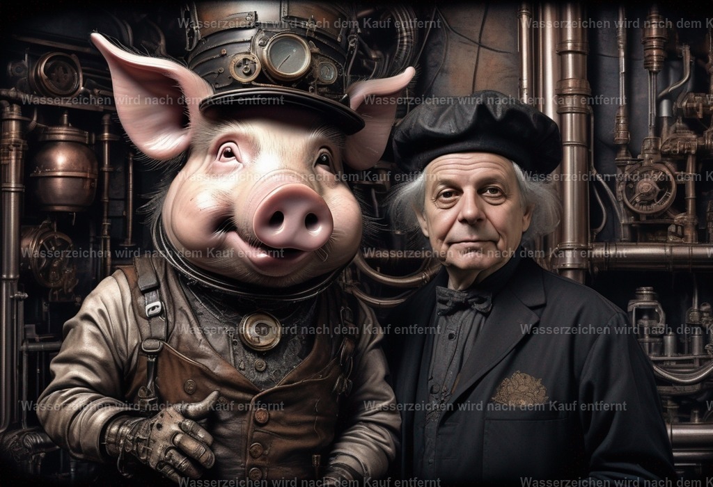 Surreale Bilder mit Schwein und Kollege | Entdecke faszinierende surreale Bilder: Fantasievolle Kunstwerke, kreative Fotomontagen und inspirierende Motive für deine Projekte. Lass dich von einzigartigen, surrealen Bildern begeistern und finde neue Inspiration! - Realisiert mit Pictrs.com