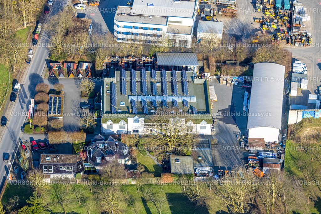 Hamm260203041 | Luftbild, Gewerbegebiet Birkenstraße Albrecht Bedachungen GmbH Meisterbetrieb, Solardach, Bockum-Hövel, Hamm, Ruhrgebiet, Nordrhein-Westfalen, Deutschland