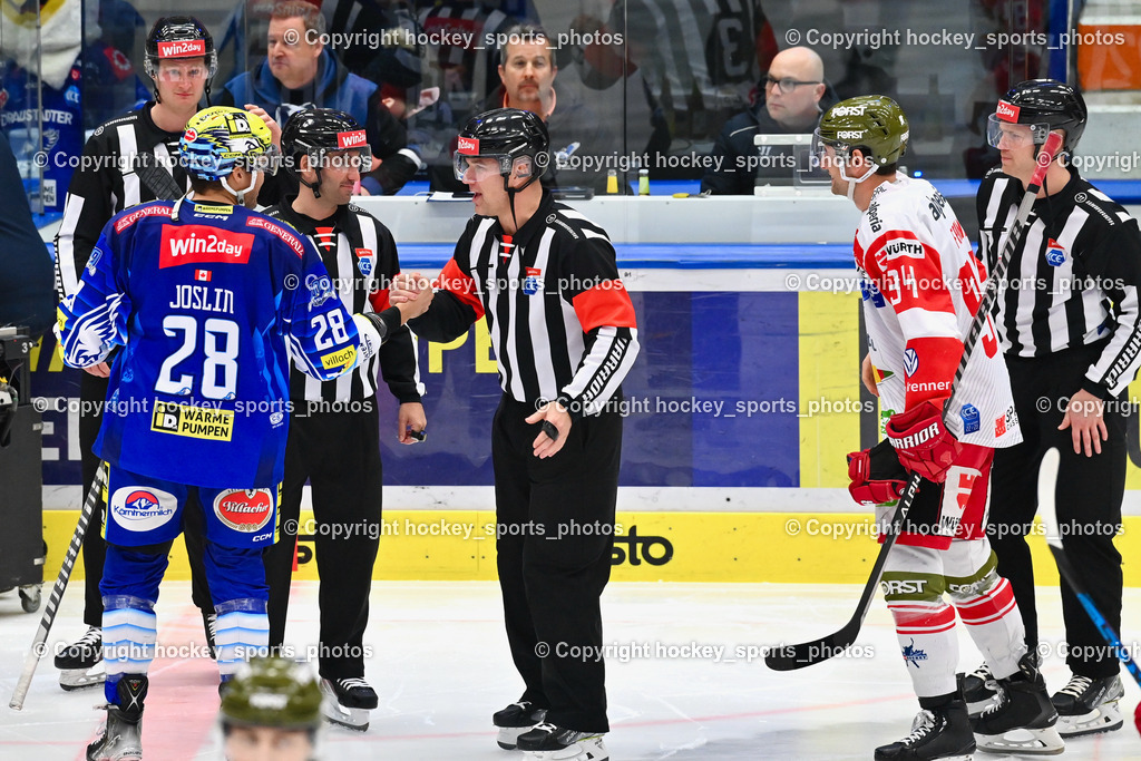 EC IDM Wärmepumpen VSV vs. HC Bozen 30.12 2022 | RIECKEN SIMON, STERNAT CHRISTOPH, SMETANA LADISLAV, BEDYNEK SEBASTIAN, Referees, #28 Joslin Derek, #94 Frank Daniel