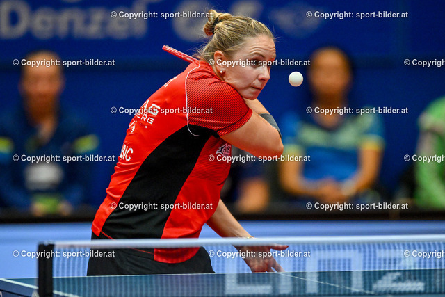 AUT, Tischtennis ETTU Womans Champions League, Linz AG Froschberg (AUT) vs ACL Grand Quevilly (FRA) | 23.10.2023, Sportpark Lissfeld, AUT, Tischtennis ETTU Womans Champions League, Linz AG Froschberg (AUT) vs ACL Grand Quevilly (FRA), im Bild Ivana Malobabic (Froschberg Linz)

// ETTU, Tischtennis Womans Champions League between Linz AG Froschberg (AUT) vs ACL Grand Quevilly (FRA) in Linz, Austria on 2023/10/23