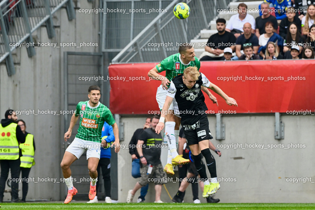 SK Puntigamer Sturm vs. SK Rapid Wien Siegerehrung, Impressionen | #23 Jonas Antonius Auer, #55 Nenad Cvetkovic, SK Puntigamer #18 Mika Miles Biereth SK Sturm, Sturm vs. SK Rapid Wien Siegerehrung, Impressionen, SK Puntigamer Sturm vs. SK Rapid Wien Siegerehrung, Impressionen am 01.05.2024 in Klagenfurt (Wörthersee Stadion ), Austria, (Photo by Bernd Stefan)
