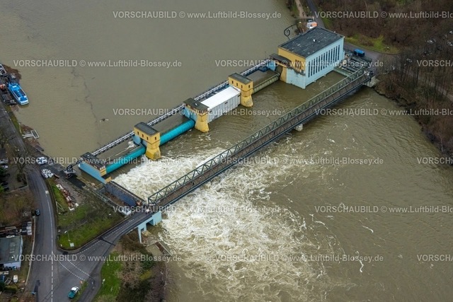 Hagen231201615Hengsteysee-topaz | Luftbild, Ruhrhochwasser, Weihnachtshochwasser 2023, Fluss Ruhr tritt nach starken Regenfällen über die Ufer, Überschwemmungsgebiet Laufwasserkraftwerk Hengstey,  Boele, Hagen, Ruhrgebiet, Nordrhein-Westfalen, Deutschland