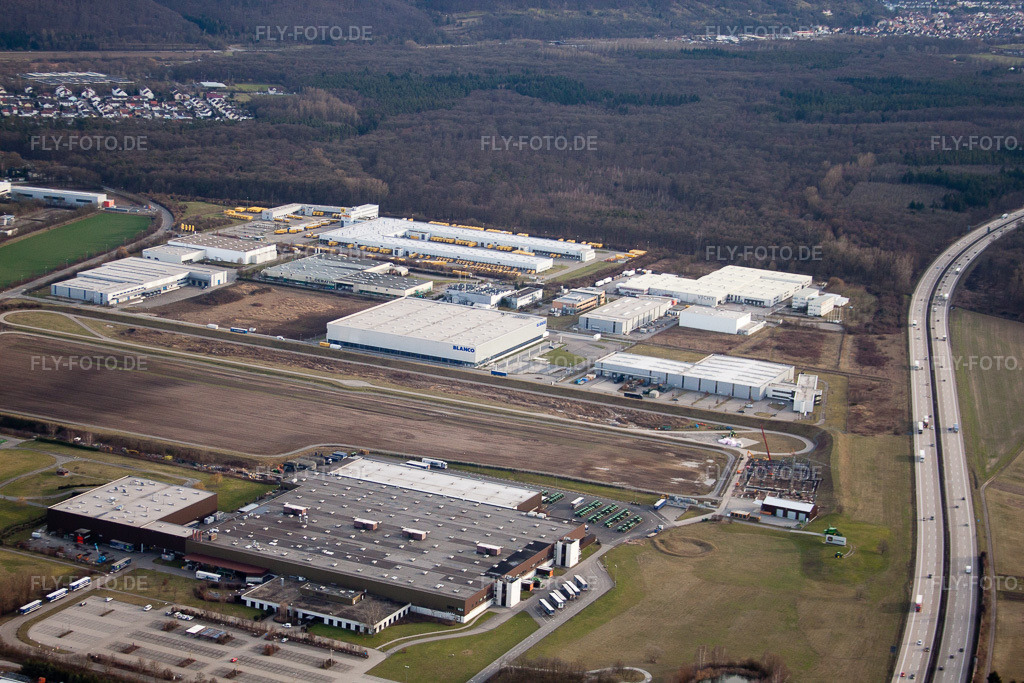 Luftbild: Bruchsal, Industriegebiet West II, John Deere in Bruchsal im Bundesland Baden-Württemberg in Deutschland. Foto: IMG_24640.jpg vom 27.02.2010 durch Werner Riehm/FLY-FOTO.de