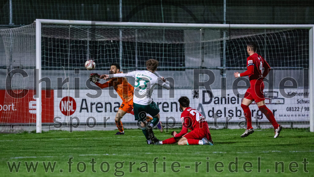 2024-03-28_073_FC_Schwaig_gegen_VfB_Forstinning | Oberding, Deutschland, 28.03.2024:
Fußball, Landesliga Südost 2023 / 2024, 27. Spieltag, FC Schwaig gegen VfB Forstinning, Endergebnis: 2:1

Dominik Damjanovic (VfB Forstinning, #12), Joshua Steindorf (FC Schwaig, #33), Marco Rastel (VfB Forstinning, #20), Mathias Hirt (VfB Forstinning, #4)

Foto: Christian Riedel / fotografie-riedel.net
