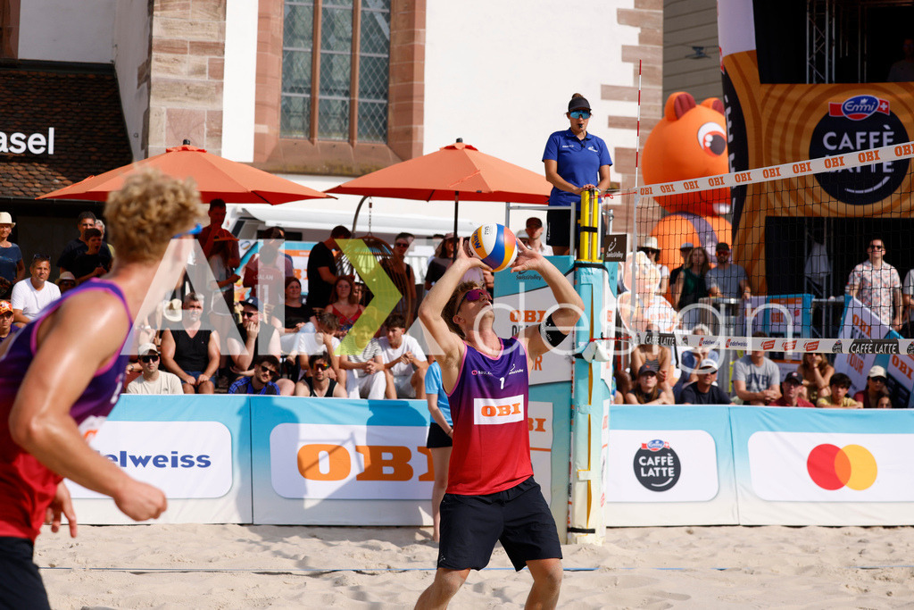 Obi BeachTour 2026 - Basel | BASEL, SWITZERLAND - JULY 19: FLORIAN BREER (SUI) during the Obi BeachTour 2026 match between DILLIER / FLÜCKIGER (SUI) and BREER / KÄLIN (SUI) at Barfüsserplatz on July 19, 2026 in Basel, Switzerland. - Realisiert mit Pictrs.com