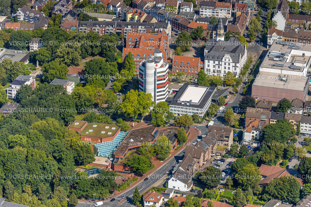 Gladbeck250800057 | Luftbild, Altes Rathaus und Neues Rathaus, Sparkasse Hochhaus, Gladbeck, Ruhrgebiet, Nordrhein-Westfalen, Deutschland