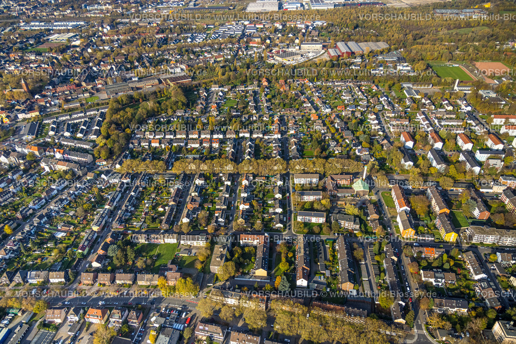 Gelsenkirchen221101943suedlich | Luftbild, Ortsansicht Ückendorf, Paul-Gerhardt-Kirche, Gelsenkirchen, Ruhrgebiet, Nordrhein-Westfalen, Deutschland