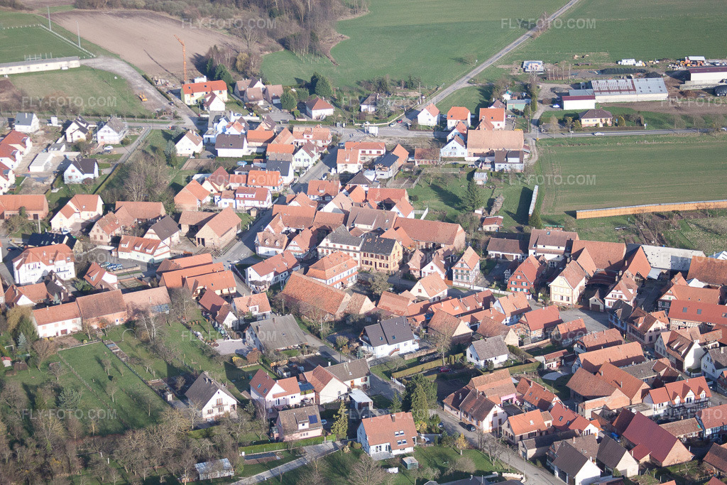 Aerial view: View of the town in Morsbronn-les-Bains in the state Bas-Rhin, France.Photo: IMG_38706.jpg taken on 03/20/2011 by Werner Riehm/FLY-FOTO.comResolution of the original: 4752 x 3168 px
