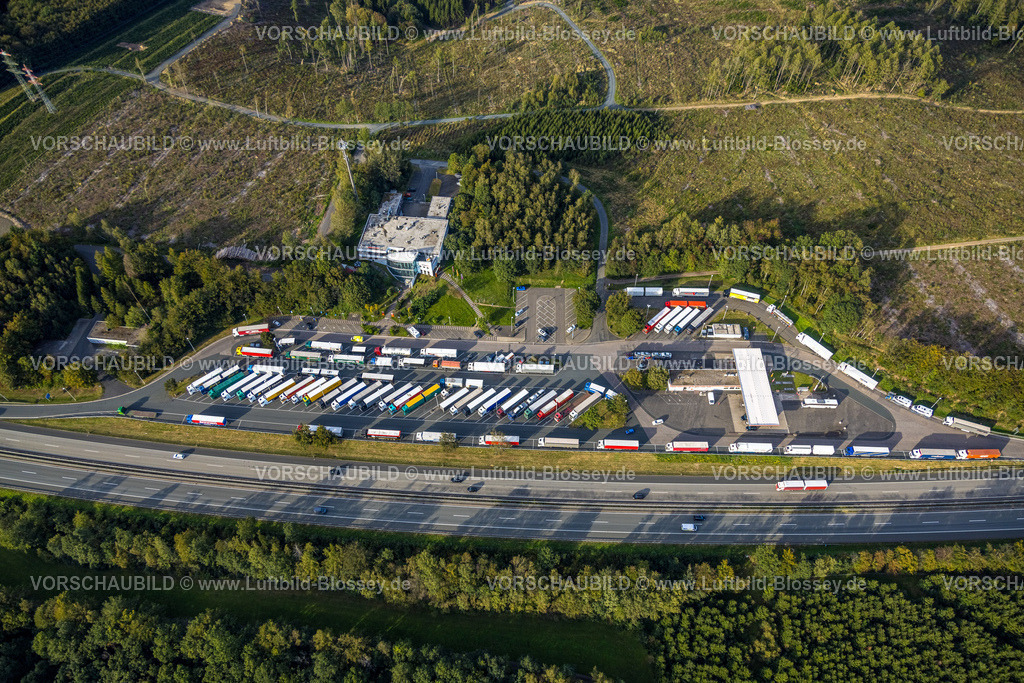 Siegen230913136SiegerlandOst | Luftbild, Autobahn Raststätte Siegerland Ost, Autobahn A45 Sauerlandlinie, Oberschelden, Siegen, Siegerland, Nordrhein-Westfalen, Deutschland