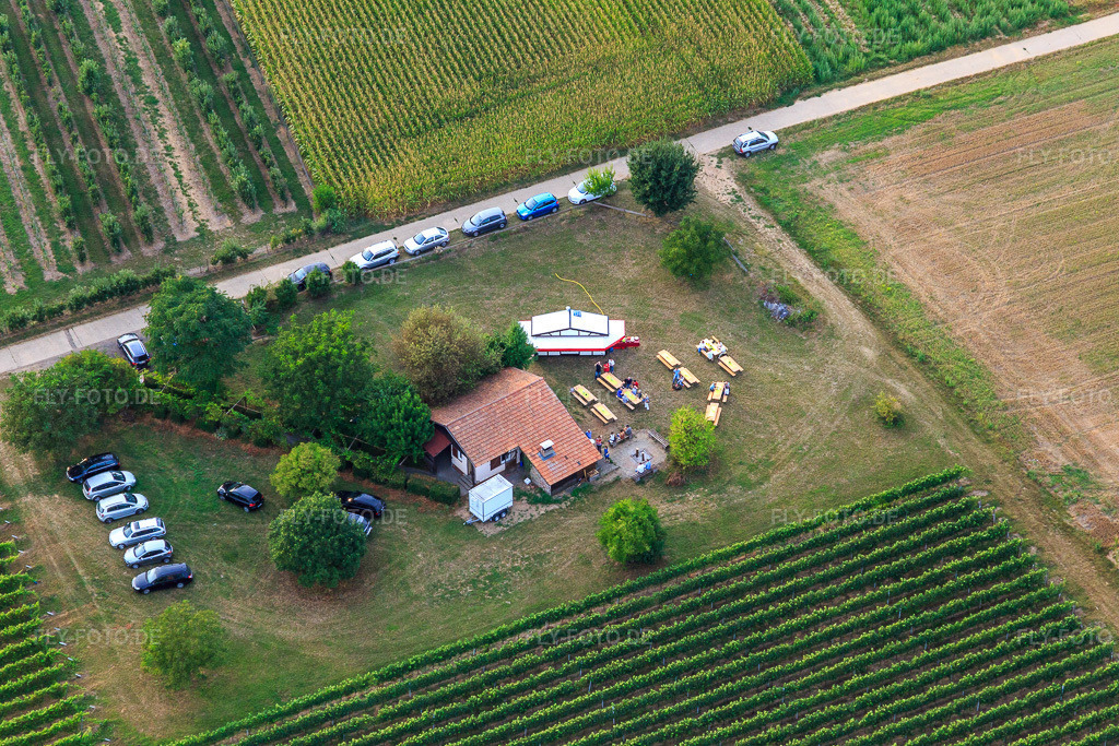 Luftbild: Feschdle an der Grillhütte Impflingen in Impflingen im Bundesland Rheinland-Pfalz in Deutschland. Foto: IMG_094578.jpg vom 02.09.2016 durch Werner Riehm/FLY-FOTO.de