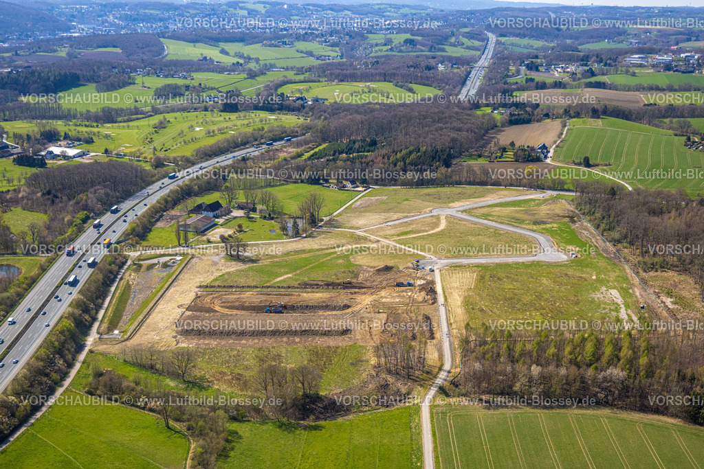 Wetter220401612 | Luftbild, Baugebiet für Gewerbepark Schwelmer Straße an der Autobahn A1, Grundschöttel, Wetter, Ruhrgebiet, Nordrhein-Westfalen, Deutschland
