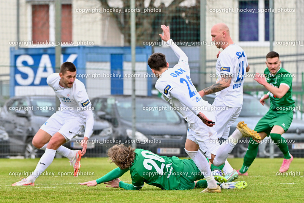 SAK vs. VST Völkermarkt | #22 Leo Ejup SAK, #29 Andraz Zinic SAK, #21 Zan Benedicic SAK, #20 Lukas Alfred Sadnik VST Völkermarkt, SAK vs. VST Völkermarkt, SAK vs. VST Völkermarkt am 21.03.2026 in Klagenfurt (Sportpark Welzenegg), Austria, (Photo by Bernd Stefan)