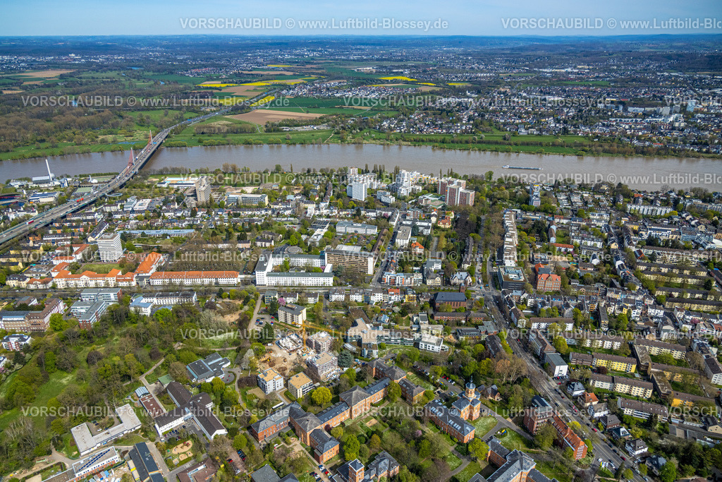 Bonn220403533 | Luftbild, Bundesministerium des Innern und für Heimat, Bundesanstalt für Finanzdienstleistungsaufsicht, Graurheindorfer Straße, Friedrich-Ebert-Brücke am Fluss Rhein, Hochhäuser der Augustinum Seniorenresidenz Bonn, Studentennwohnheim Römerlager, Nordstadt, Bonn, Rheinland, Nordrhein-Westfalen, Deutschland