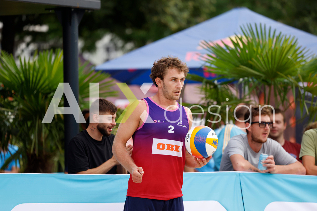 Obi BeachTour 2026 - Basel | BASEL, SWITZERLAND - JULY 18: YVES HAUSSENER (SUI) during the Obi BeachTour 2026 match between NAPIER / PETERSEN (DEN) and HAGENBUCH / HAUSSENER (SUI) at Barfüsserplatz on July 18, 2026 in Basel, Switzerland. - Realisiert mit Pictrs.com