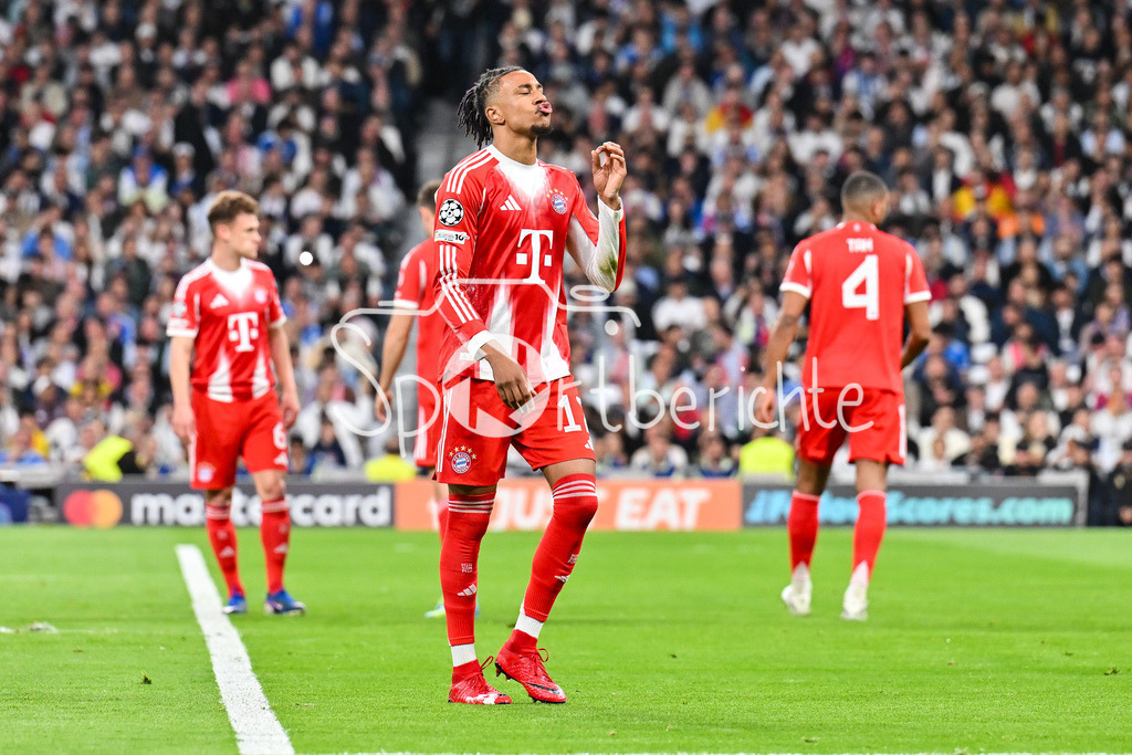 Real Madrid - FC Bayern München | MADRID, SPAIN - 07. APRIL: picture of Michael OLISE (FC Bayern Munich 17) / Einzelfoto / Freisteller during the UEFA Champions League match between Real Madrid vs. FC Bayern Munich on Quarterfinal first leg at Estadio Santiago Bernabeu