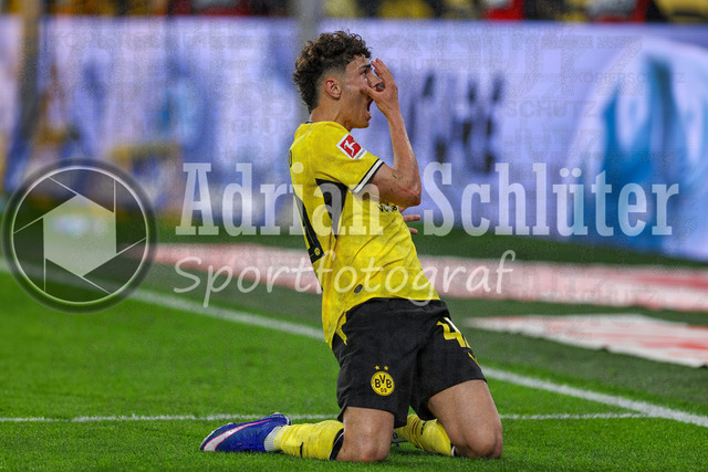 08.05.2026, GER, Fussball, Herren, 1. BL, Saison 2025/2026, Borussia Dortmund - Eintracht Frankfurt | Samuele Inacio (BVB) Torjubel, jubelt nach seinem Treffer zum 3:1
