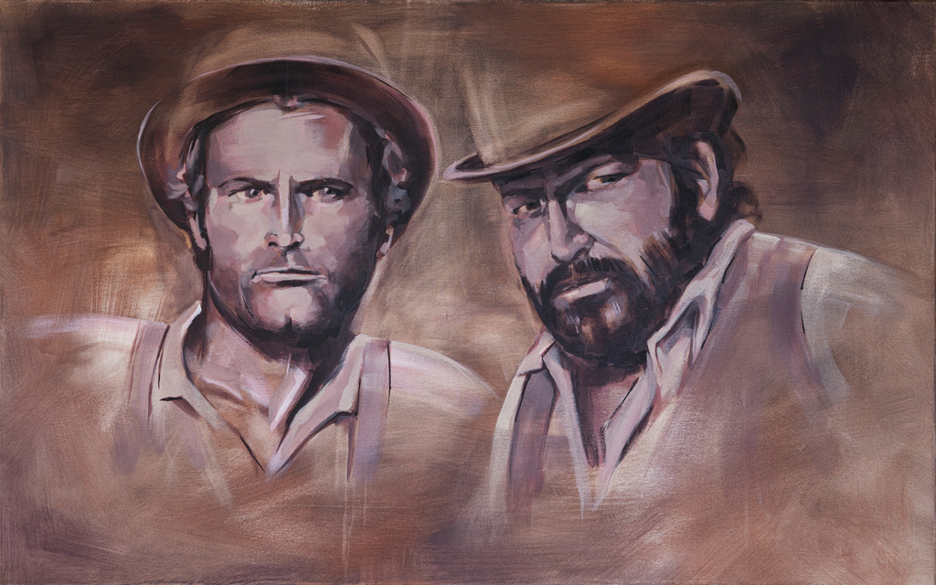 Spencer-Hill Portrait | Portrait in Acyl auf Keilrahmen 
im Vintage-Stil (Pinsel, Spachtel, Schwamm)
im Original BxH: 130x80 cm - Realisiert mit Pictrs.com