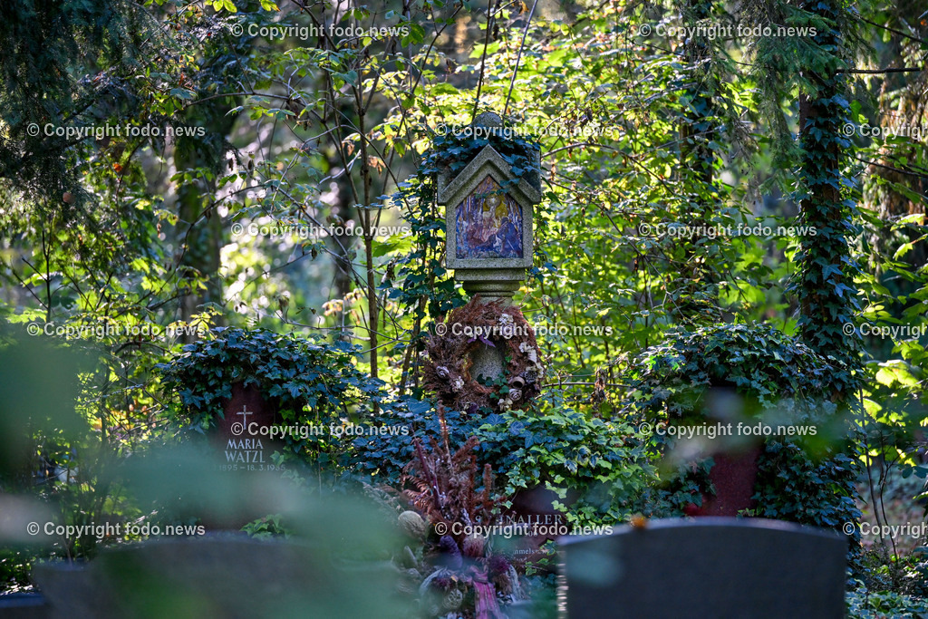 Friedhof_ Allerheiligen_ 16.10.2023-28 | 16.10.2023, Friedhof, AUT, Allerheiligen, Themenbilder im Bild Friedhof, Kreuz, Kruzifix, Jesu Christi, Allerheiligen, Engerl, Engel, Kerzen, Grab, Grablicht, Blumen, Symbolbild, Feature
