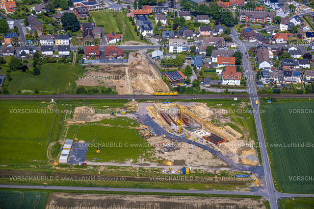 Hamm220504137 | Luftbild, geplanter Haltepunkt in Westtünnen, Baustelle am Südfeldweg und Von-Thünen-Straße für den künftigen Bahnhaltepunkt, Rhynern, Hamm, Ruhrgebiet, Nordrhein-Westfalen, Deutschland