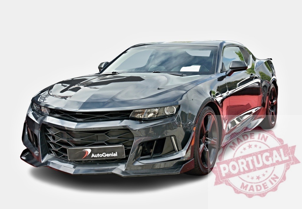 Chevrolet Camaro sports car posing on a white background | Modern Chevrolet Camaro muscle car with tuning body kit posing on a white background - Realized with Pictrs.com