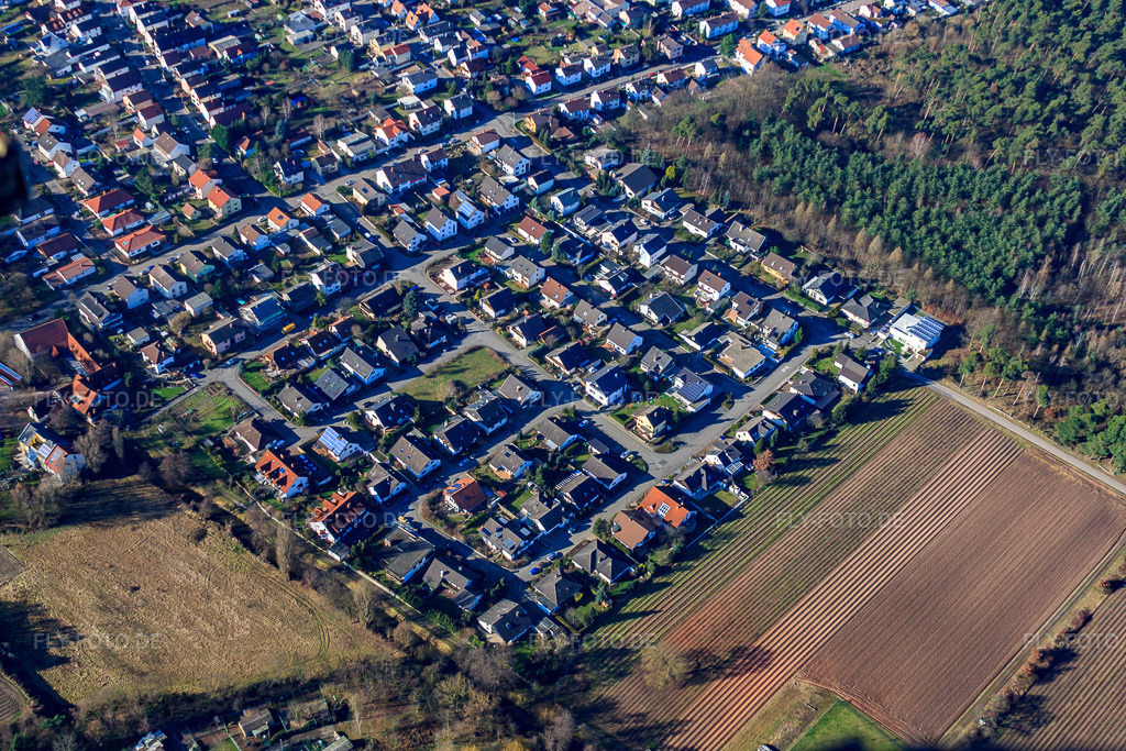 Luftbild: Waldstraße x Gartenstr in Dudenhofen im Bundesland Rheinland-Pfalz in Deutschland. Foto: IMG_36871.jpg vom 16.01.2011 durch Werner Riehm/FLY-FOTO.de
