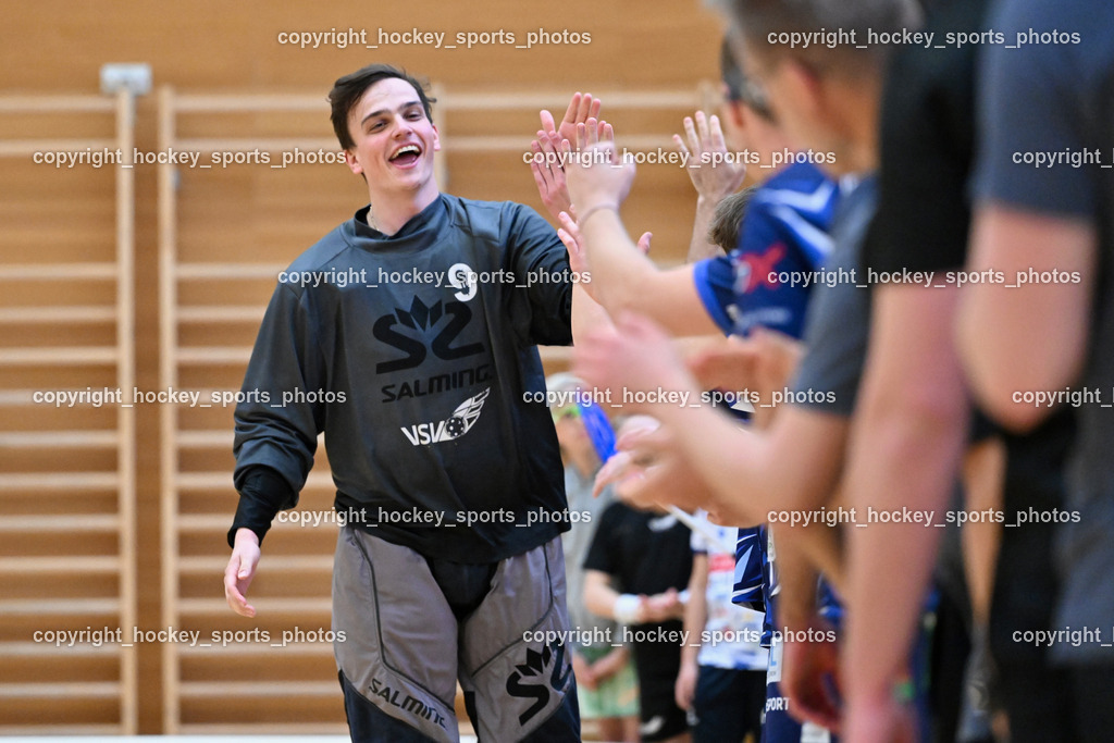 VSV Unihockey vs. Wiener Floorballferein 6.4.2024 | #9 Karl Dorfer VSV Unihockey, VSV Unihockey vs. Wiener Floorballferein 6.4.2024, VSV Unihockey vs. Wiener Floorballferein  am 06.04.2024 in Villach (Ballspielhalle St. Martin), Austria, (Photo by Bernd Stefan)