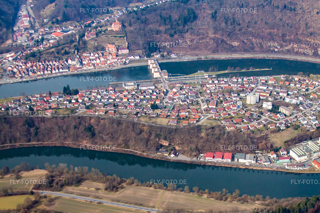 Ortsteil Ersheim in der Neckarschleife | Luftbild: Ortsteil Ersheim in der Neckarschleife im Ortsteil Ersheim in Hirschhorn im Bundesland Hessen in Deutschland. Foto: IMG_38015.jpg vom 12.03.2011 durch Werner Riehm/FLY-FOTO.de - Realisiert mit Pictrs.com