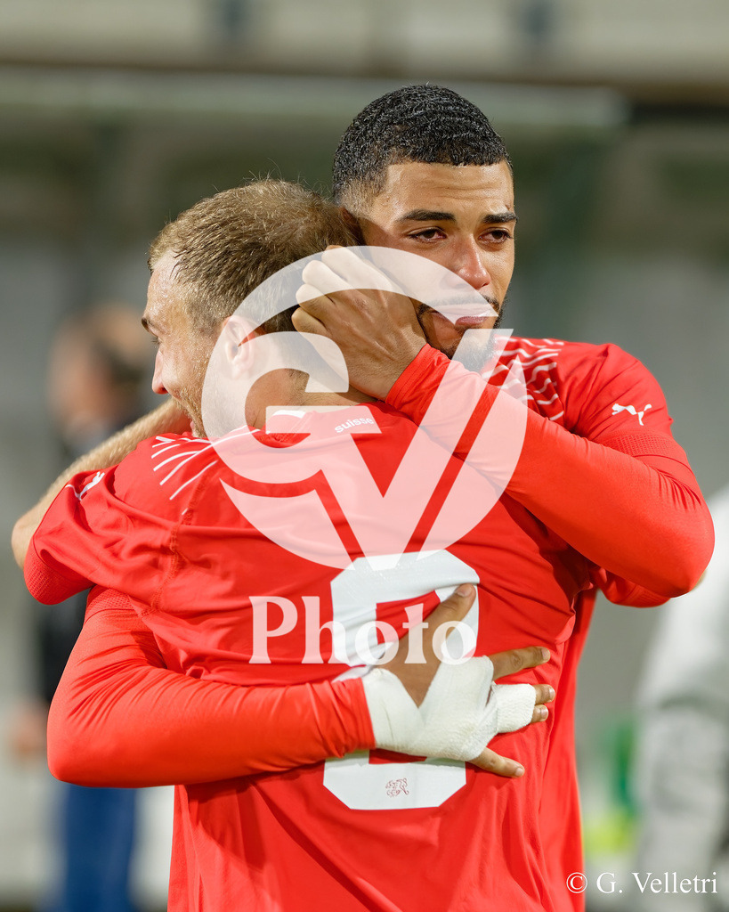 UEFA Region's Cup - Vaud v Munster | Johannes Schwab (8 Vaud) and Yanis Marolany (17 Vaud) celebrate after winning during the UEFA Region's Cup game between Vaud and Munster at Centre Sportif de Colovray in Nyon, Switzerland 