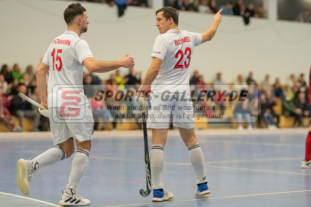 HK_20230107_102292 | 1. Bundesliga ( Halle ) Herren Düsseldorfer HC -  Crefelder HTC am 7.1.2023 Düsseldorfer HC, Düsseldorf , Boomes Anton ( Crefelder HTC #23 ) , Bachmann Lucas Maximilian ( Crefelder HTC #15 )