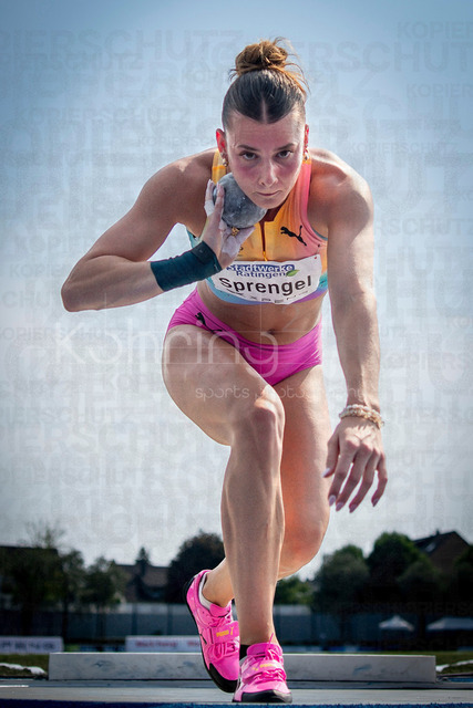 Multisport Event; Ratingen, 27.06.2026 | RATINGEN, GERMANY - JUNE 27, 2026 : Sandrina Sprengel (GER / Germany) competing in the shot put during the Multisport Event at Stadion Ratingen on June 27, 2026 in Ratingen, Germany.