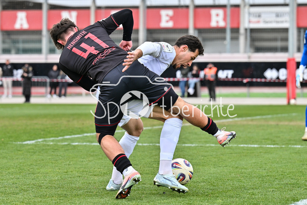 FC Ingolstadt - SSV Ulm 1846 Fussball  | INGOLSTADT, GERMANY - 25. MAERZ: im Duell Timo HENGMITH (FC Ingolstadt 41) und Lukas MAZAGG (SSV Ulm 27) während dem Testspiel zwischen dem FC Ingolstadt und dem SSV Ulm 1846 Fussball auf Platz 4 am Audi Sportpark