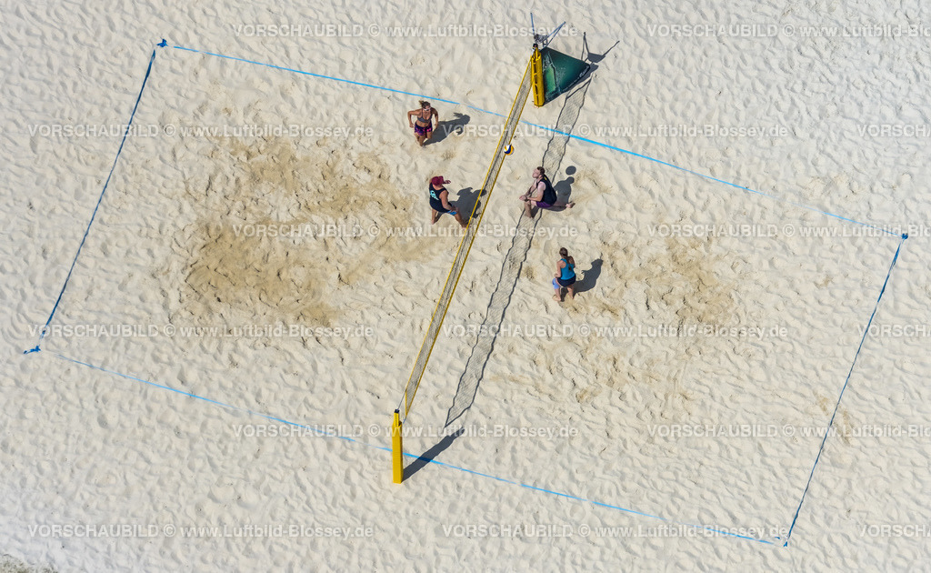 Essen220803144 | Luftbild, Volleyball am Strand Seaside Beach Baldeney, Baldeneysee, Essen-Bredeney, Essen, Ruhrgebiet, Nordrhein-Westfalen, Deutschland