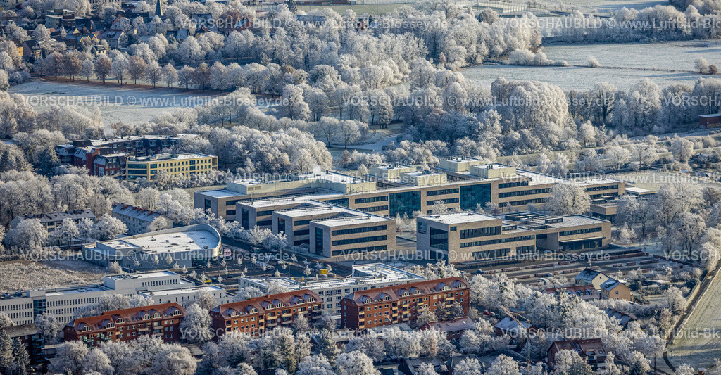 Hamm221203010 | Luftbild, Verschneite Landschaft, Hochschule Hamm-Lippstadt, Science Quarter Hamm, Mitte, Hamm, Ruhrgebiet, Nordrhein-Westfalen, Deutschland