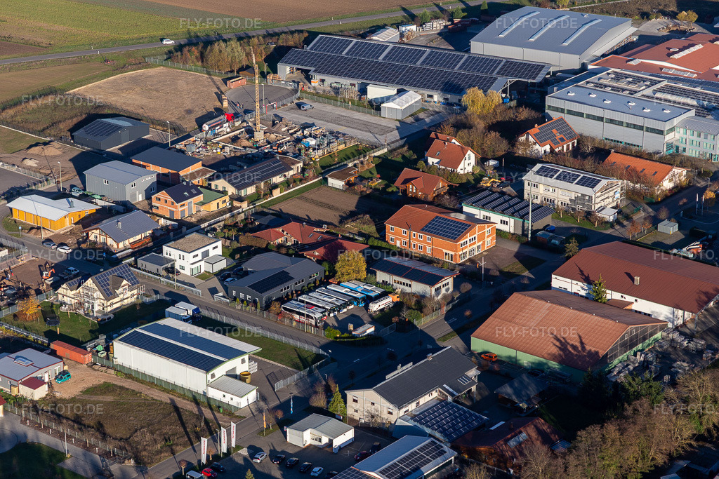 Luftbild: Gewerbegebiet Im Gereut in Hatzenbühl im Bundesland Rheinland-Pfalz in Deutschland. Foto: IMG_123954.jpg vom 21.11.2020 durch Werner Riehm/FLY-FOTO.de