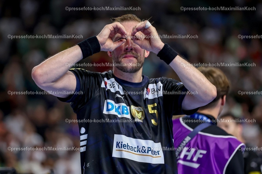 KoeEHF14062501094 | 14.06.2025, Handball, Halbfinale TruckScout24 EHF FINAL4, LANXESS arena Köln, Füchse Berlin - HBC Nantes: Jubel der Füchse Berlin nach dem EInzug  ins Finale. Max Darj  (Fuechse Berlin #05) 