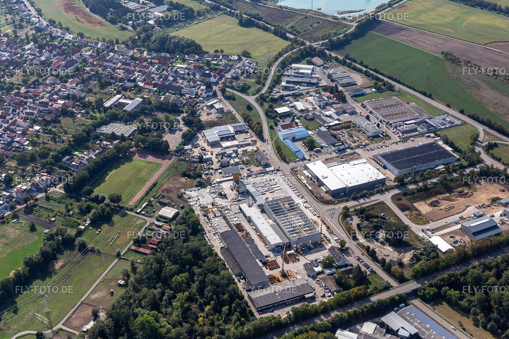 Gewerbegebiet und Firmenansiedlung In der Kuhweid mit SAB Trade & Services GmbH, Frank und Waldenberger GmbH, airwasol und Ledo Plus in Huttenheim | Luftbild: Gewerbegebiet und Firmenansiedlung In der Kuhweid mit SAB Trade & Services GmbH, Frank und Waldenberger GmbH, airwasol und Ledo Plus in Huttenheim im Ortsteil Huttenheim in Philippsburg im Bundesland Baden-Württemberg in Deutschland. Foto: IMG_122836.jpg vom 11.09.2020 durch ©2025 Werner Riehm fly-foto.de/copyright - Realisiert mit Pictrs.com