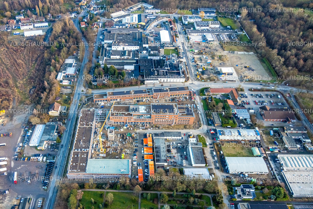 Herne251203481 | Luftbild, Baustelle mit Baukran und Neubau im Gewerbegebiet Am Trimbuschhof, Florianweg, ehemals Herner Glas Gelände, Sodingen, Herne, Ruhrgebiet, Nordrhein-Westfalen, Deutschland