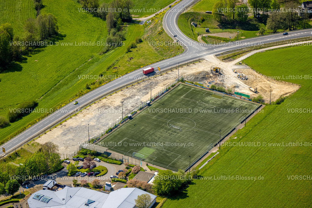 Schmallenberg240505239BadFredeburg | Luftbild, Baustelle Sportplatz TV Fredeburg am SauerlandBad, Fredeburg, Schmallenberg, Sauerland, Nordrhein-Westfalen, Deutschland
