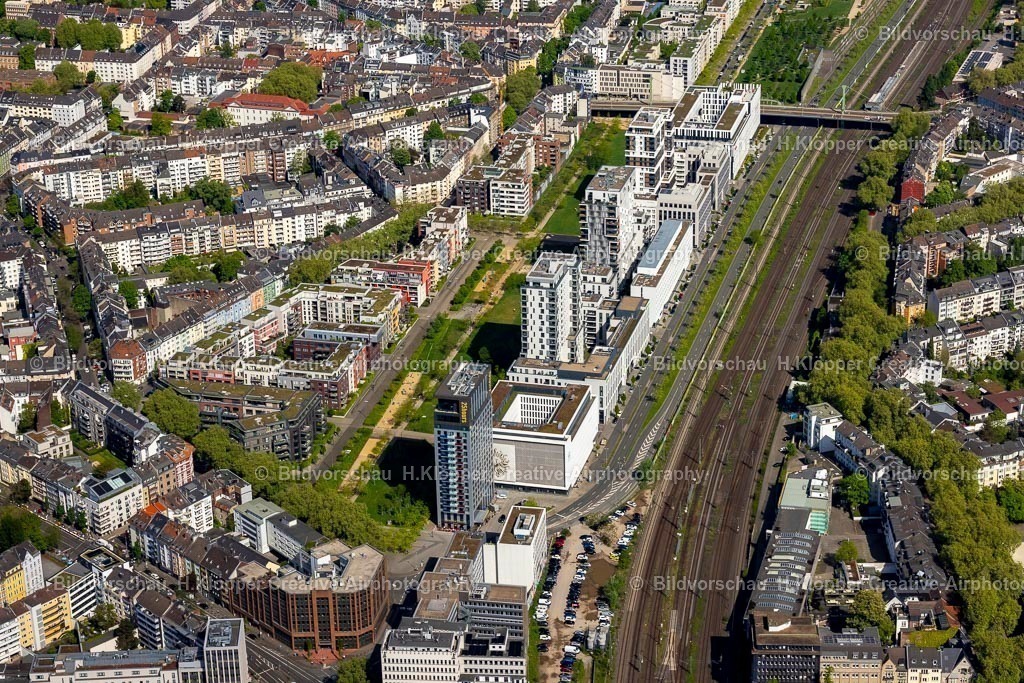 Luftbild Düsseldorf-2141 | Luftbild Büro- und Geschäftshaus- Ensemble " Le Quartier Central " an der Toulouser Allee im Ortsteil Stadtmitte in Düsseldorf im Ruhrgebiet im Bundesland Nordrhein-Westfalen. - Realisiert mit Pictrs.com
