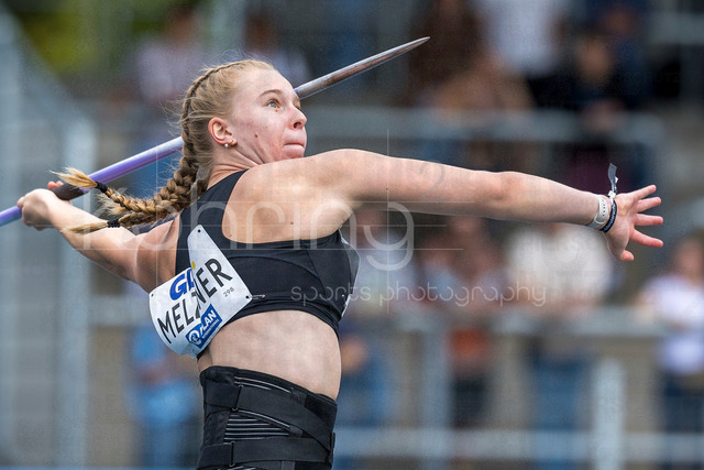 Deutsche Leichtathletik-Meisterschaften; Bochum-Wattenscheid, 26.07.2026 | Ronja Melzner (LG Stadtwerke München), Speerwurf; Deutsche Leichtathletik-Meisterschaften am 26.07.2026 im Lorheide-Stadion, Bochum-Wattenscheid (Nordrhein-Westfalen).