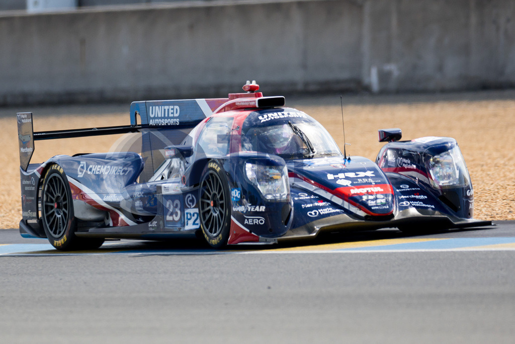 TP-20230605-101-147- | LE MANS,FRANCE,07.Jun.23 - MOTORSPORTS - WEC, FIA World Endurance Championships, 24 Hours of Le Mans, Circuit de la Sarthe, free practice 1. Image shows Joshua Pierson (USA), Tom Blomqvist (GBR) and Oliver Jarvis (GBR/ United Autosports). Photo: Trainproduction / Matthias Trinkl