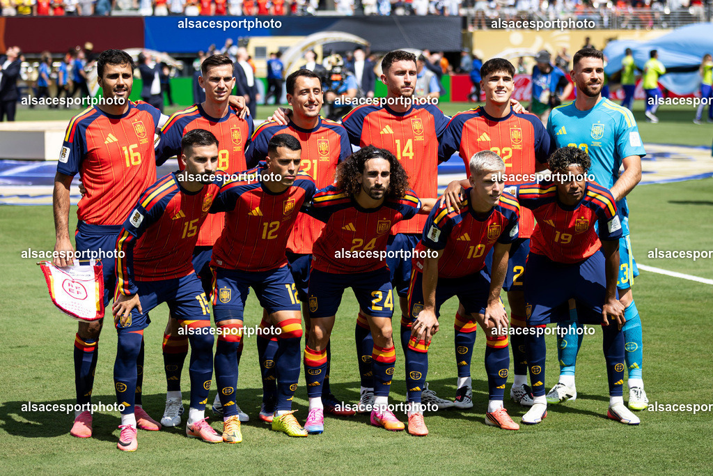 FOOTBALL : Argentine vs Espagne – Finale de la Coupe du Monde FIFA 2026. New York New Jersey Stadium, East Rutherford, New Jersey, États-Unis. 19/07/2026. | photo de l'équipe d Spain avant le coup d'envoi du match