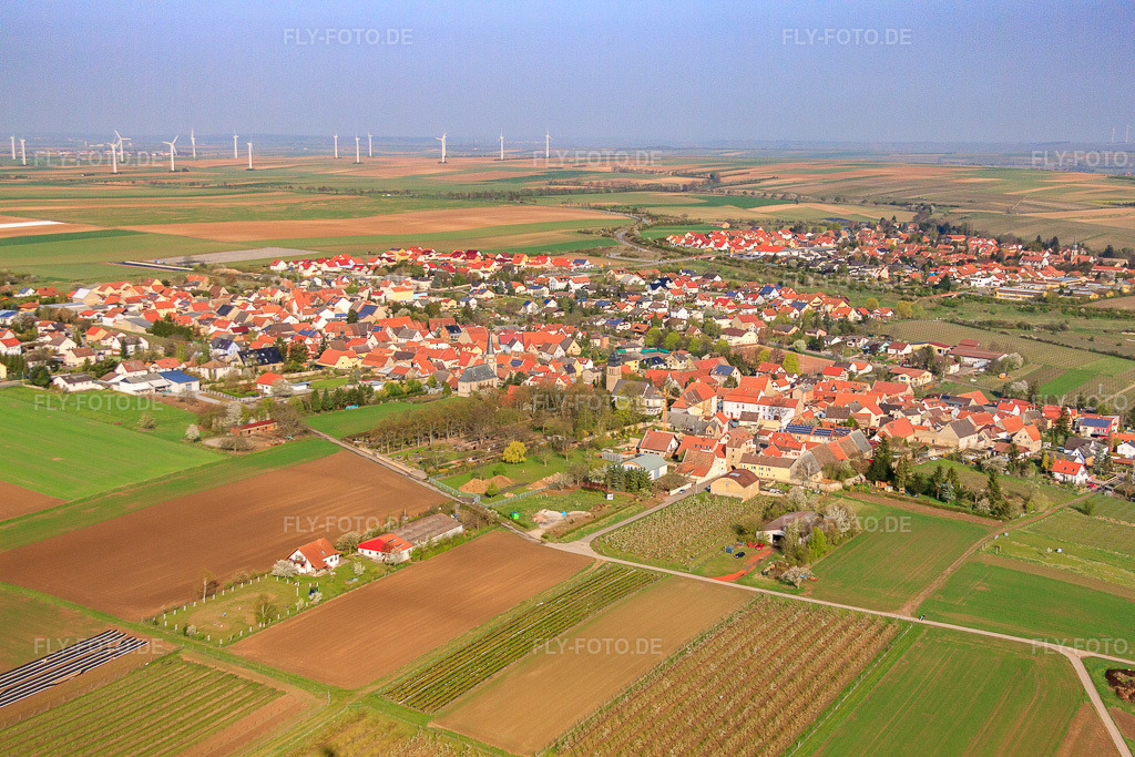 Luftbild: Ortsansicht von Südosten in Ober-Flörsheim im Bundesland Rheinland-Pfalz in Deutschland. Foto: IMG_49700.jpg vom 13.04.2012 durch Werner Riehm/FLY-FOTO.de
