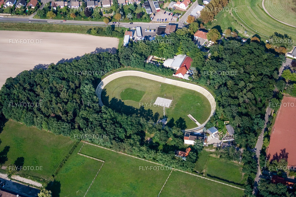 Strecke der Radrennbahn im Wald von  Haßloch | Luftbild: Strecke der Radrennbahn im Wald von  Haßloch in Haßloch im Bundesland Rheinland-Pfalz in Deutschland. Foto: IMG_12639.jpg vom 17.08.2008 durch Werner Riehm/FLY-FOTO.de - Realisiert mit Pictrs.com
