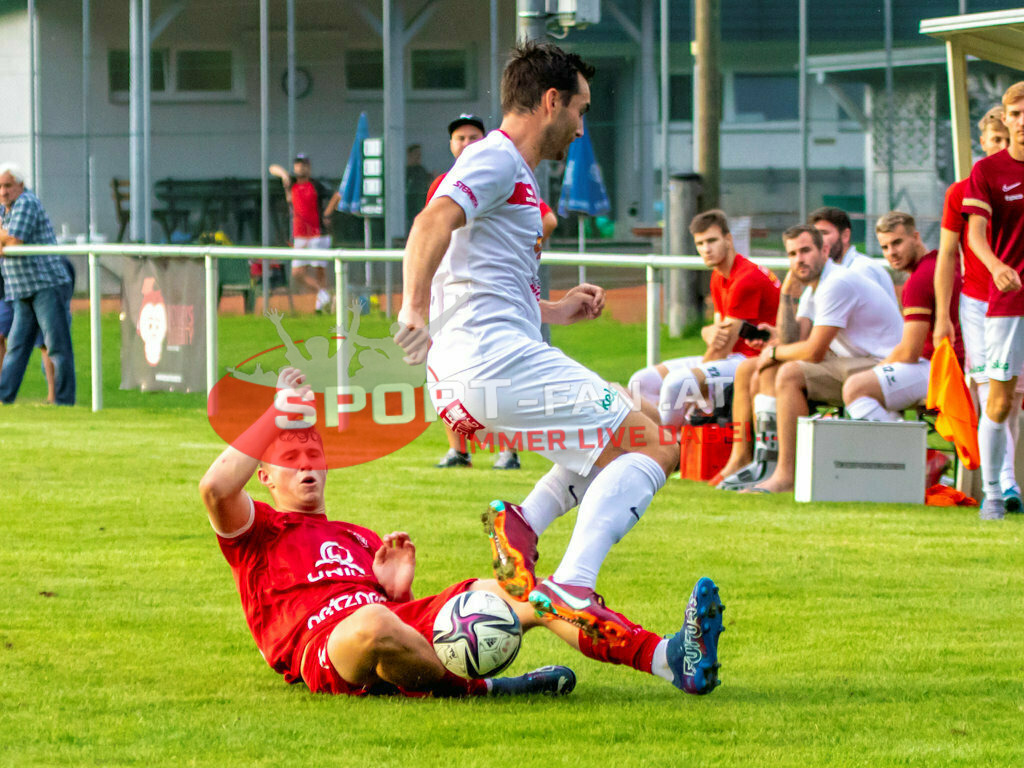 TSV Grafenstein - SK Maria Saal | Marco Müller (SK Maria Saal #19) Samuel Rebernig (TSV Grafenstein #18) TSV Grafenstein - SK Maria Saal am 02.08.2022 in Grafenstein
(Sportplatz), AUSTRIA, (Photo by Ernst Krawagner sport-fan.at),  - Realisiert mit Pictrs.com