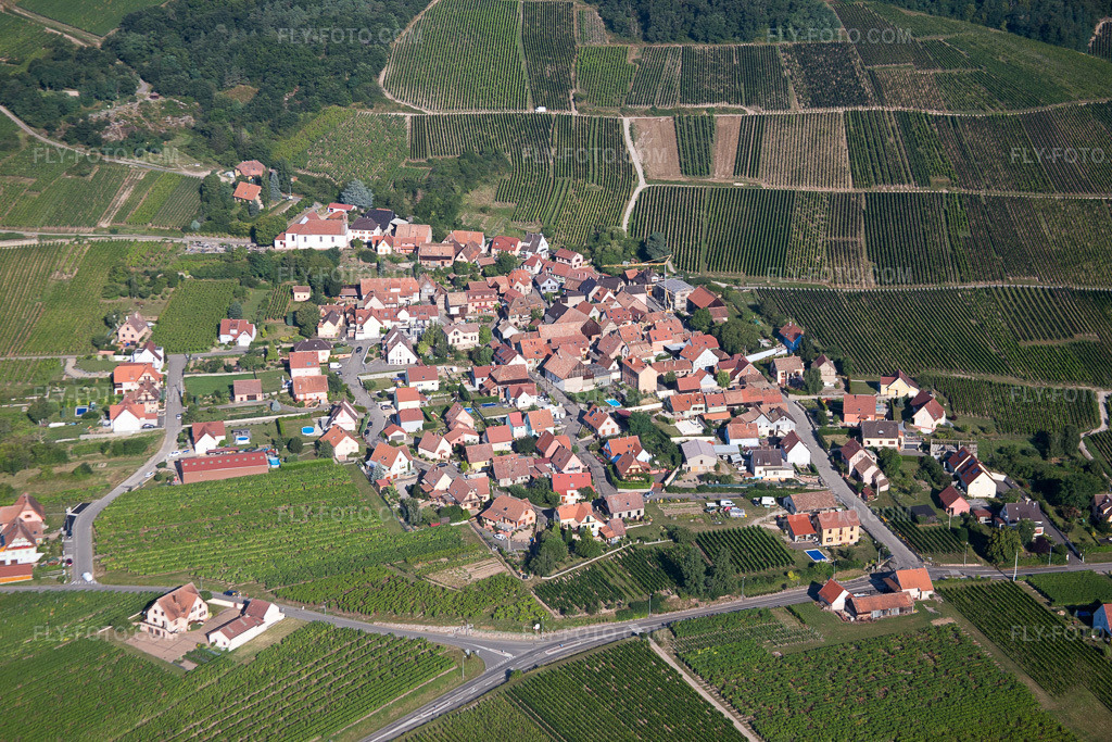 Aerial view: Agricultural fields and arable land in Dieffenthal in the state Bas-Rhin, France.Photo: IMG_093269.jpg taken on 08/16/2016 by Werner Riehm/FLY-FOTO.comResolution of the original: 5472 x 3648 px