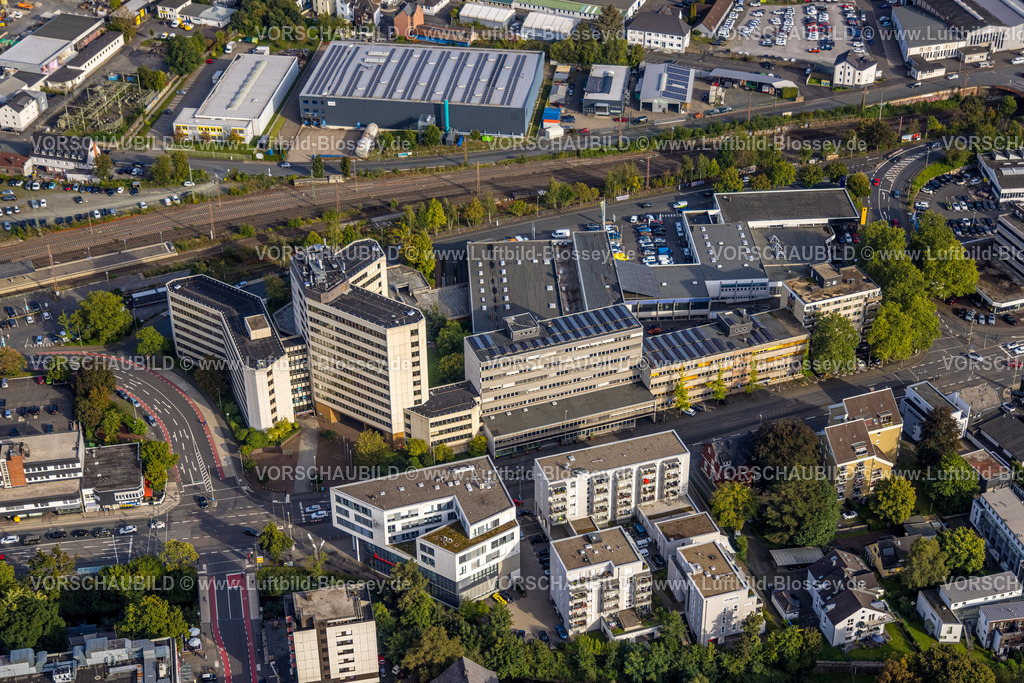 Siegen230912252 | Luftbild, Finanzamt und Rathaus Siegen, MotorradCentrum und Autohaus Wahl, Weidenau-West, Siegen, Siegerland, Nordrhein-Westfalen, Deutschland